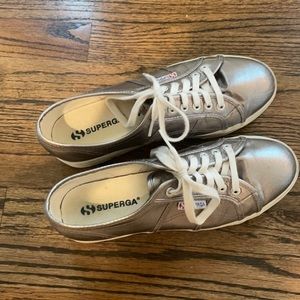 Silver Metallic Supergas (Platform Sneakers)